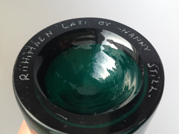 Nanny Still vase / bottle emerald green Riihimäen Lasi (G8)