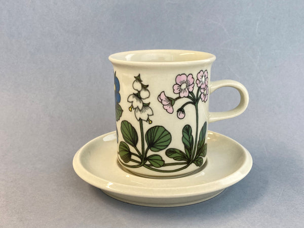 Flora series - Coffee Cup and saucer - decoration by Esteri Tomula Arabia 1979-1981