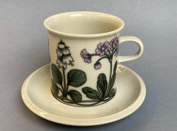 Flora series - Chocolate Cup with saucer - decoration by Esteri Tomula  Arabia 1979-1981