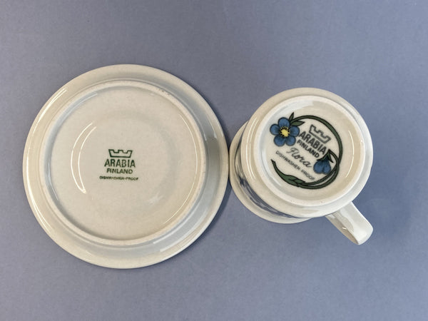 Flora series - Coffee Cup and saucer - decoration by Esteri Tomula Arabia 1979-1981