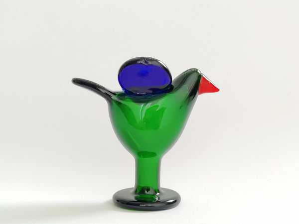 Flycatcher with foot Green Sieppo Vintage 70s - Oiva Toikka Nuutajärvi Birds