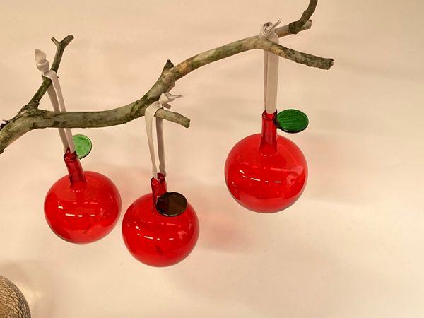Three Glass Apple Decorations for Christmas - Oiva Toikka (NEW)