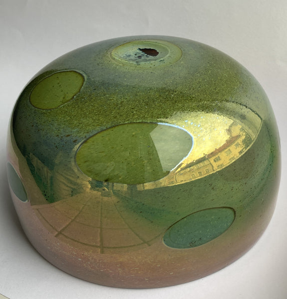 Oiva Toikka - Decorative Green Bowl with some copper lustre