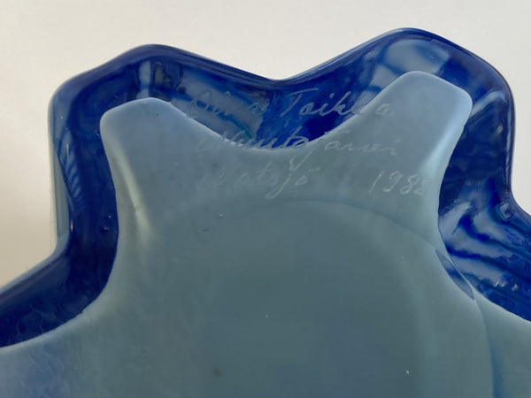 Oiva Toikka - Festive Blue Vase 1988 Nuutajärvi, 33-34cm high - RARE!