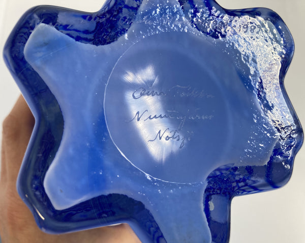 Oiva Toikka - Festive Blue Vase 1988 Nuutajärvi, 33-34cm high - RARE!