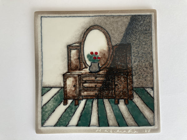 Heljä Liukko-Sundström - 'Piironki' Wall Plate 12x12cm from 1988 by Arabia