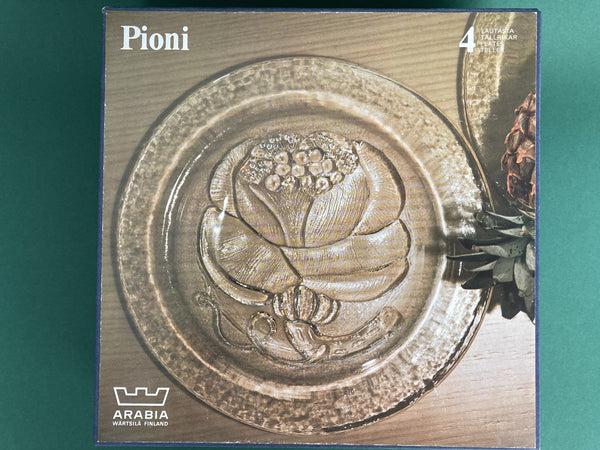 Pioni Salad Plates Clear 4pcs in original box - Oiva Toikka Nuutajärvi