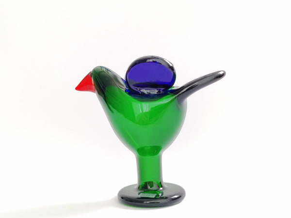 Flycatcher with foot Green Sieppo Vintage 70s - Oiva Toikka Nuutajärvi Birds