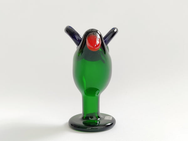 Flycatcher with foot Green Sieppo Vintage 70s - Oiva Toikka Nuutajärvi Birds
