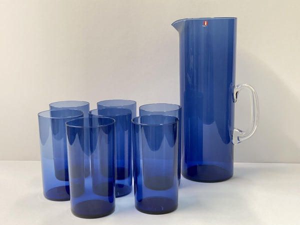 Timo Sarpaneva  i-114 Jug and/or glasses blue Iittala Finland