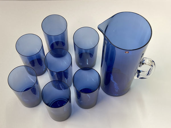 Timo Sarpaneva  i-114 Jug and/or glasses blue Iittala Finland