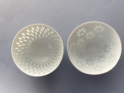 White rice porcelain bowls by Arabia riisiposliini kulhot 50-luku