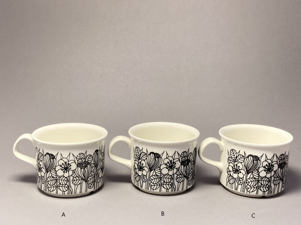 Arabia Krokus coffee/tea cups by Esteri Tomula - vintage from 1978-79
