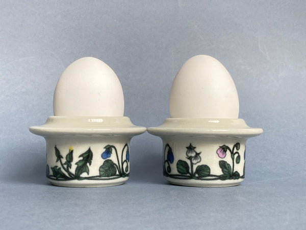 Flora series - Two Egg cups - decoration by Esteri Tomula Arabia Finland 1979-1981