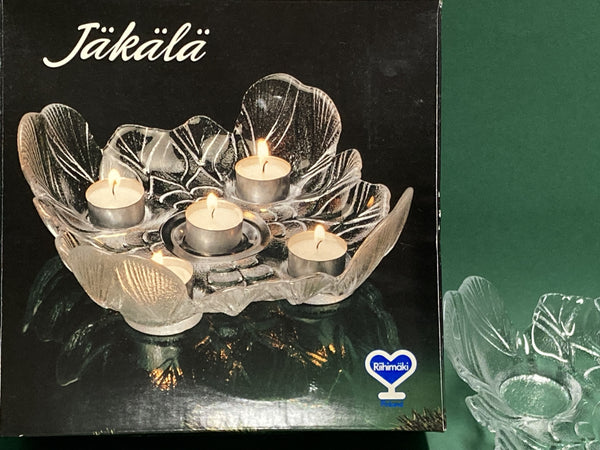 Vintage Tea Light holder in glass for five candles - glass design from Finland