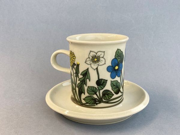 Flora series - Coffee Cup and saucer - decoration by Esteri Tomula Arabia 1979-1981