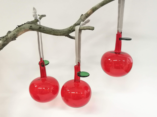 Three Glass Apple Decorations for Christmas - Oiva Toikka (NEW)