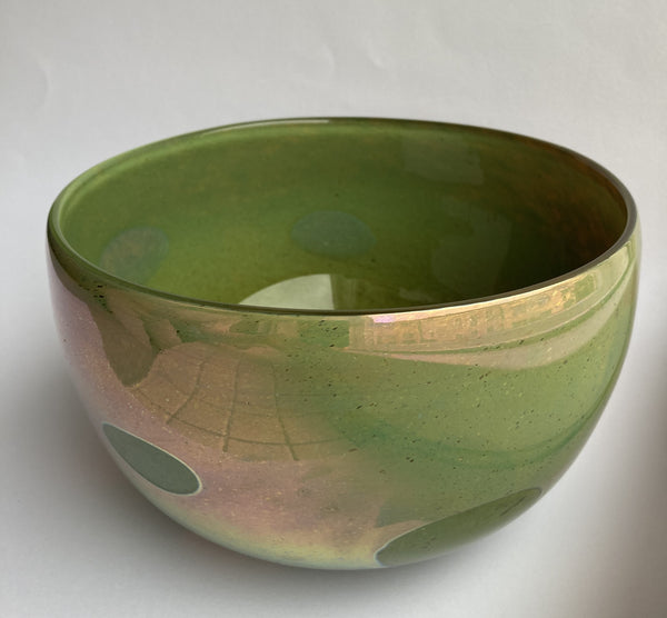 Oiva Toikka - Decorative Green Bowl with some copper lustre