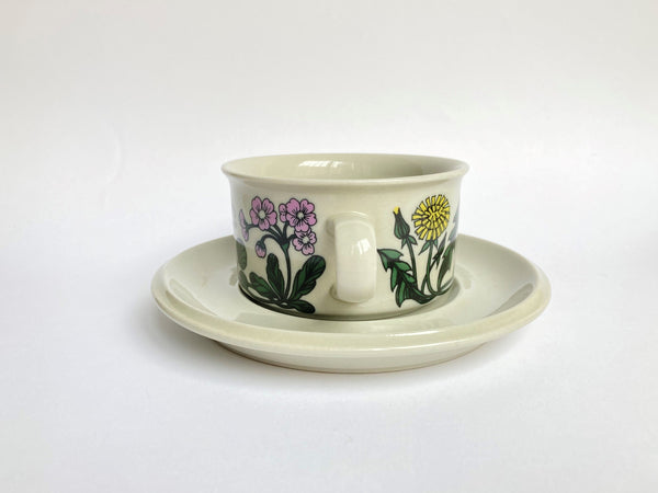 Flora Tea Cup and saucer decor by Esteri Tomula Arabia Finland 1979-1981